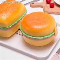 ◆№ Hamburger Lunch Box Double Tier Cute Burger Bento Box Microwave Children School Food Container Fork Tableware Set