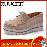 ีรองเท้าผู้หญิงZUUCEEของแท้รองเท้าหนังสำหรับผู้หญิงหนาด้านล่างLoafers Slip-Onsสบายๆแม่รองเท้าเดี่ยวรองเท้าผู้หญิงHeightenรองเท้าขนาดใหญ่35-42