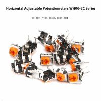 10 PCS Potentiometer WH06-2C Fine-tuning Yellow Horizontal Adjustable Potentiometer 102 103 104 1K 10K 100K