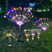 1 Pack Solar Fireworks Lights Outdoor8 Modes Waterproof Firework Lights For Garden PatioHalloweenChristmasWeddingWall Decor