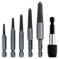 6 PCS Damaged Screw and Broken Bolt Extractor Set with 1/4 Quick Change Arbors Tool Kit Screw Stud Remover