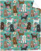 【CW】✟☑▤  Labradoodle Dogs Lovers Floral Animals Dog Blanket Throw Ultra Soft