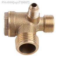 3-Way Air Compressor Check Valve All Copper Male Threaded Tube Connector Pneumatic Tool Replacement Parts Durable