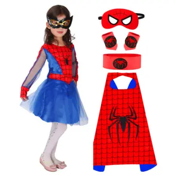 Girls Costume Cosplay Spidergirls Superhero Dress Eye Mask Halloween for  Kids Girls Fancy Dress Clothing