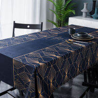 Free Shipping Blue Tablecloth Gold Geometric Table Cover Man De Mesa Multifunction Printed Cloth Nappe Centrini Moderni Obrus