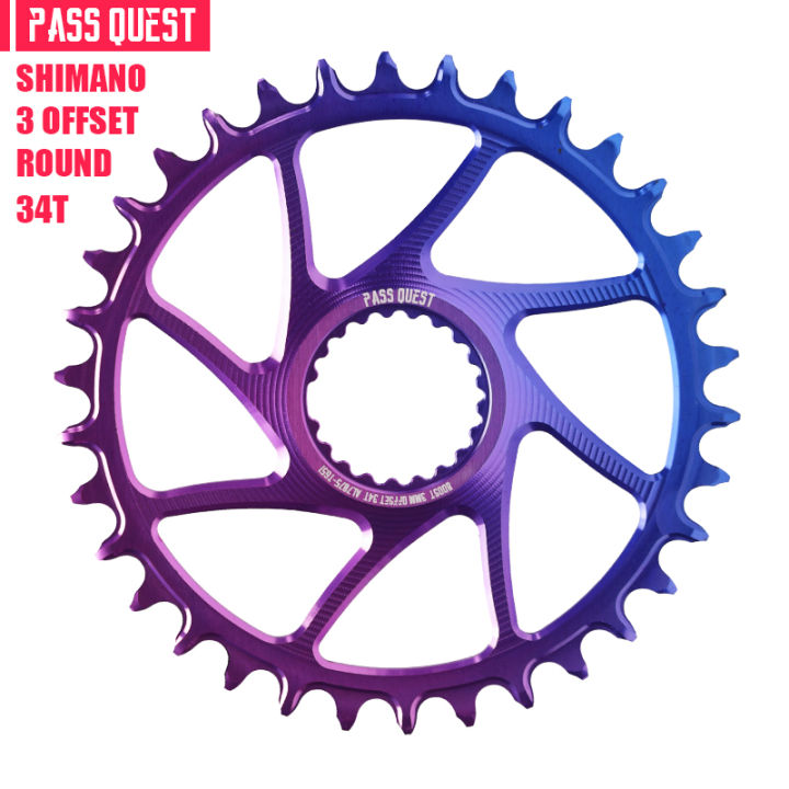 ผ่านเควส3มิลลิเมตรชดเชยจักรยาน-chainring-ที่มีสีสันกว้างแคบโซ่-weel-สำหรับ-shimano-ติดตั้งโดยตรงหมุน-xt-m7100-m8100-m9100