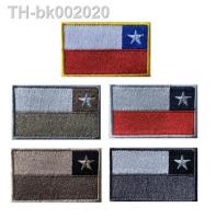 ﹍ Chile National Flag Embroidery Hook loop Patch Military Colourway Punisher Skull Morale Badge for Army Combat Uniforms DIY Decor