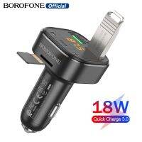 BOROFONE BC43 Car Charger 18W Fast Charger QC3.0 Car BT FM Transmitter พร้อมหน้าจอ LED 5V รองรับ Bluetooth/u Disk/tf Card Playback สำหรับ Ios Android Samsung Xiaomi โทรศัพท์มือถือ Car Charger