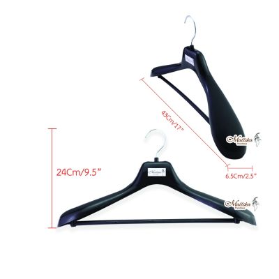 Wide Shoulder Plastic Hangers 3 Pack Black color, with Pants Bar, Plastic Suit Hanger Coat Hanger for Closet,360° Swivel