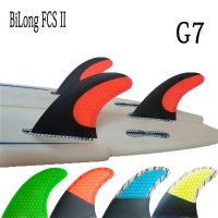 Bilong FCS II ครีบเซิร์ฟบอร์ดทรัสเตอร์ G7 3ชิ้นชุดรังผึ้งไฟเบอร์กลาสพร้อมครีบคาร์บอนขนาด L