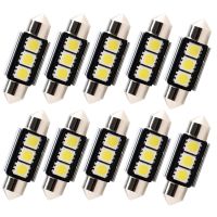 (Premium car)ไฟรถยนต์รูปโดม Festoon 10ชิ้นหลอดไฟ LED C5W ปราศจากข้อผิดพลาด CANBUS หลอดไฟภายในรถยนต์36มม. 39มม. 41มม. 3SMD 5050 LED สีขาว12V