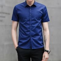 Tailor mens short-sleeved shirt 2023summer new mens basic office style Oxford shirt mens pure cotton white top