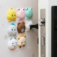 【LZ】 4PCS Cute Silicone Sticky Cushion Vacuum Pack Door Stopper Thick Cartoon Toilet Crash Pad Door Wall Bed Fenders Lock Protective