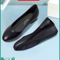 ♘℡ Summer flight attendant work shoes for women black soft-soled comfortable long-term standing and not tiring flat-soled genuine leather professional work wear leather shoes