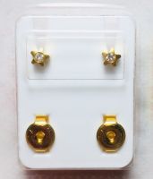 STUDEX earring for sensitiveต่างหูรูปดาวสีทองหุ้มทอง24kประดับคริสตัลขนาด 3 มิลก้าน 1.2 มิล วัสดุสแตนเลสแท้เกรดเครื่องมือแพทย์316Lสำหรับผิวแพ้ง่าย