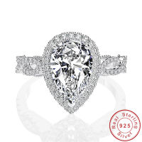 แหวนเพชรโมอิส4Ct หยดน้ำสำหรับผู้หญิง100% แหวนแหวนแต่งงานแหวนหมั้น925เงินสเตอร์ลิงของแท้เครื่องประดับอย่างดี