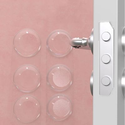 6 Pcs Door Wall Protector Pads Washable Self Adhesive Transparent Door Stopper Reusable Soft PU Round Shock Absorbent Gel Decorative Door Stops