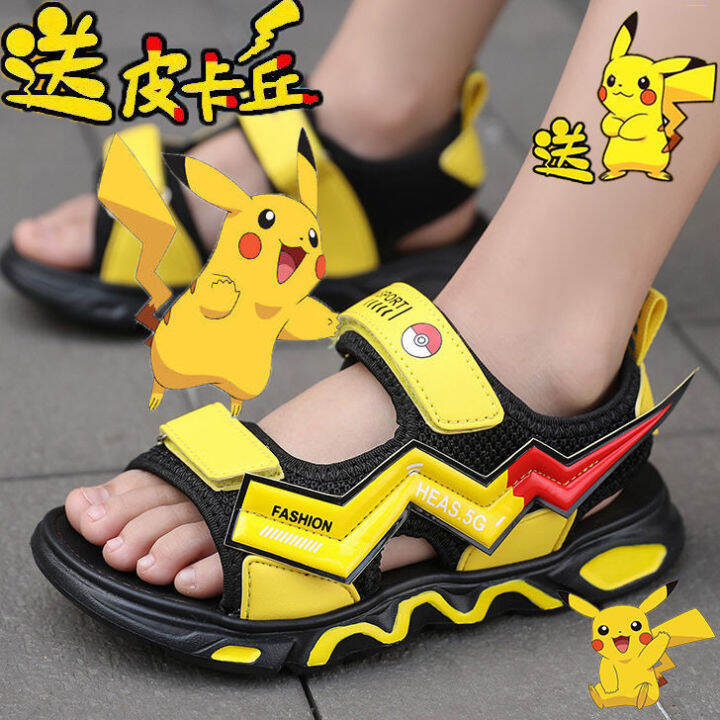 Pikachu boys' sandals 2021 new trendy summer big children's soft bottom