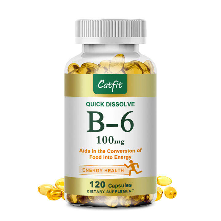 Catfit Vitamin B6 Capsules 100mg Support Cardiovascular&Neurological