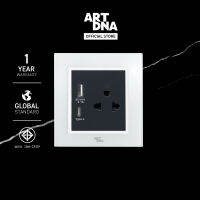 ART DNA รุ่น A77 3 Pin Socket With USB type A+C Charger สี Glass ปลั๊กไฟโมเดิร์น ปลั๊กไฟสวยๆ สวิทซ์ สวยๆ switch