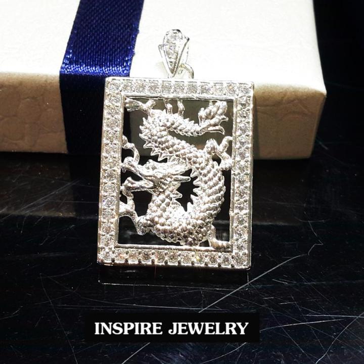inspire-jewelry-จี้มังกรล้อมเพชรสวิสล้อมเพชร-งานจิวเวลลี่-พร้อมกล่อง