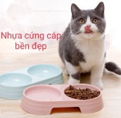 HCM Bát nhựa đôi đựng thức ăn cho chó mèo - Nhựa tốt cứng cáp bền đẹp.