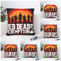 （ALL IN STOCK XZX）Latest Arrival Red Death Redemption 2 Mask RDR2 Print Game Pillow Pattern Print Sofa Pillow Case Art Cushion Case   (Double sided printing with free customization of patterns)