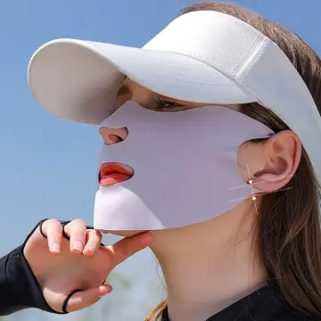 Cheap Sun Protection Face Cover Men Fishing Face Mask Ice Silk Women  Sunscreen Veil Summer Sunscreen Mask