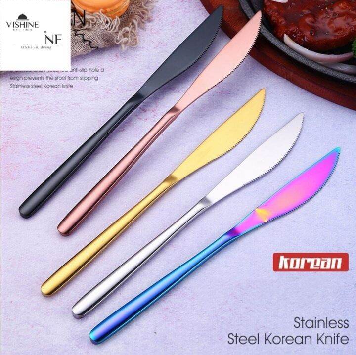 COD Korean Knife Creative Metal Cutlery Steak Knife Knives Kutsilyo 304