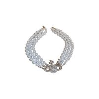 Westwood Vivian diamond Saturn multi-layer pearl necklace womens high-end design niche necklace womens collarbone chain Internet celebrity decorative accessories