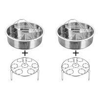 6Pcs/Set Pressure Cooker Accessories Stainless Steel Steam Basket with Egg Steamer Rack, Divider for Kitchen Cooking