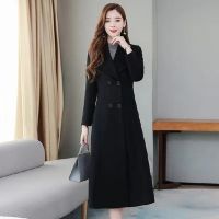 【CW】 Woolen Outerwear Windproof Coat Waist Tight Color  Cold Resistant