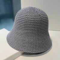 หมวกแก๊ปลายคลื่น Topi Bucket ระบายอากาศได้สำหรับแอ่งหมวกนักตกปลาเกาหลีแฟชั่นสำหรับผู้หญิงกันแดด2022ถัก