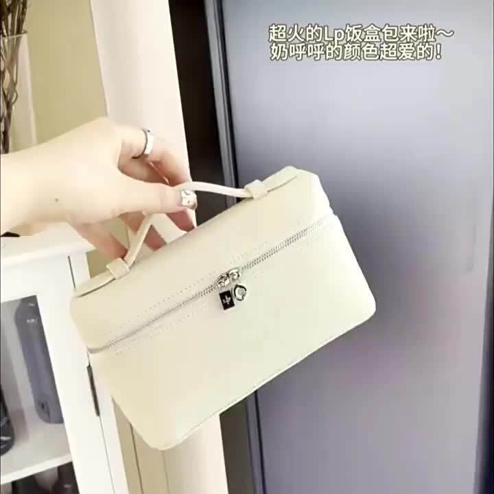 LP19 Genuine Leather Women's Bag Portable Elegant Lunch Bag Simple Two