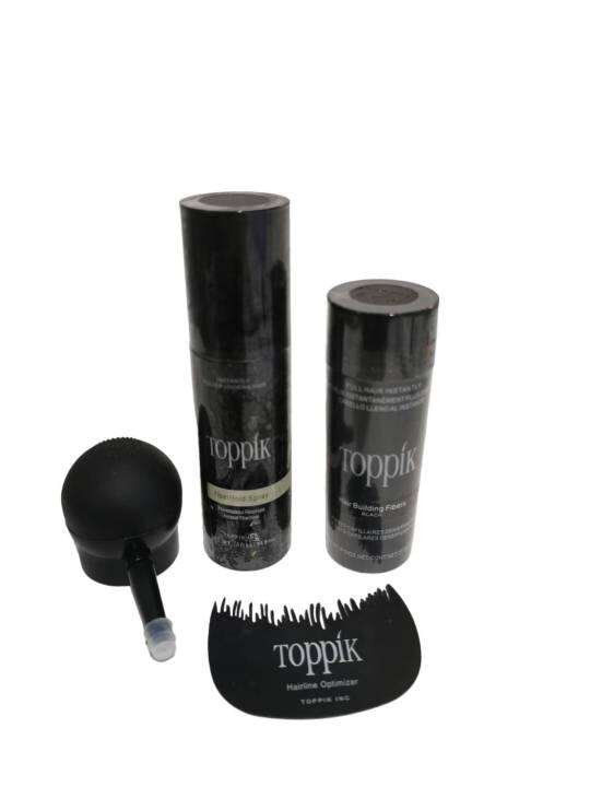 ชุด4ชิ้นtoppik Hair Building Fiberผงไฟเบอร์ปิดผมบาง27 5g สเปรย์ หัวพ่น