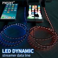 [3C electronic digital] สายชาร์จไฟเรืองแสงอัจฉริยะสายโทรศัพท์มือถือ USB Type C Flow Luminous Data Sync Wire สำหรับ iPhone Huawei LED Micro Kable