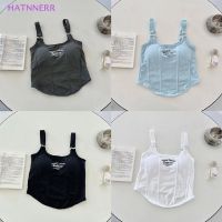 [HBNE] Fashion Sexy Women Letter Embroidery with Padded Camisole Summer Slim Sleeveless Crop Tops FHS