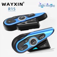 WAYXIN Helmet Headset Bluetooth Motorcycle Intercom 2 Riders Intercomunicador Moto Interphone 1200M FM Radio Music Sharing R15