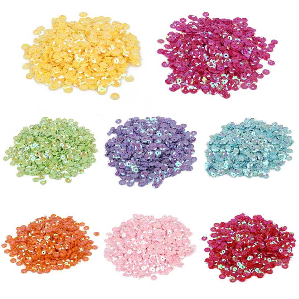 1200Pcs 6mm Glitter Colorful Sequins Plating Color Round Cup