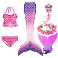 Mermaid Tails Little Mermaid Tail Costume Swimwear Monofin Bikini Bathing Girls Swimsuit Mermaid Tails Swimming Cosplay Add Fin