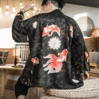 [COD] Summer Cardigan Thin Type Loose Kong Ming Lan Print Kimono Robe Seven-point Sleeve Vintage Style Mens Outwear Fashion Streatwear #