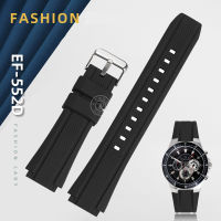 สายนาฬิกายางซิลิโคนกีฬาสำหรับ Casio Edifice EF-552 Watchbands EF-552D-1A Series ผู้ชายสร้อยข้อมือสีดำกันน้ำ 25*20 มม.-Meqiao ke