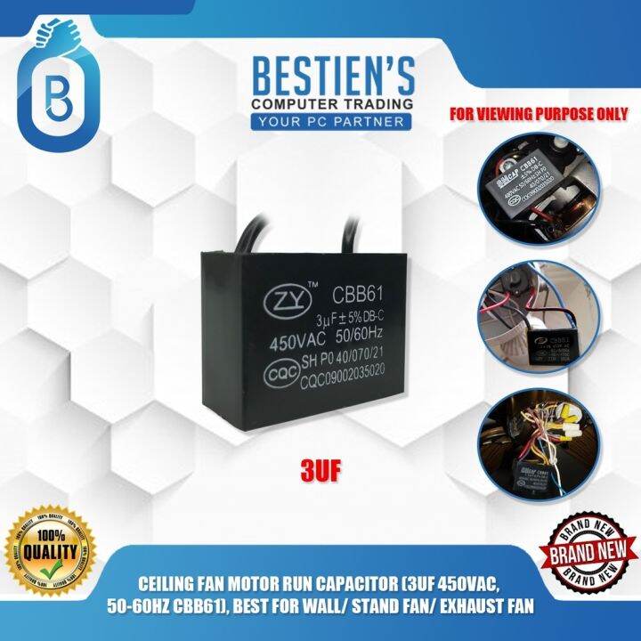 KITCHEN FANS CEILING FAN MOTOR RUN CAPACITOR (3UF 450VAC 5060HZ CBB61