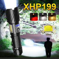 【การจัดส่งในประเทศไทย】ไฟฉายแรงสูง ไฟฉาย XHP199 3COB อลูมิเนียมอัลลอยด์ led Flashlight with 1*18650 battery 6 Modes 100000LM 16 core Super Most Powerful Flashlight ไฟฉายชาร์จได ไฟฉายเดินป่า