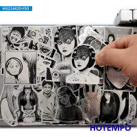 Terror Manga Junji Ito Tomie Spiral Anime Laser Fake Metal Art Sticker for Phone Laptop Skateboard Car Waterproof Stick