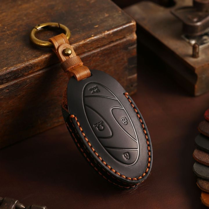 smart-car-key-case-cover-for-hyundai-grandeur-gn7-kona-ev-year-2023-genuine-leather-keyring