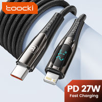 Toocki 2.4A PD 27W สายเคเบิลหลอดไฟ USB ประเภท C ถึง Lightning Fast สายชาร์จ USB C สายสายชาร์จเร็วสายรับส่งข้อมูลพร้อมจอแสดงผลดิจิตอลสำหรับ iPhone 14 13 12 11 Pro Max Xs Xr X 8 iPad MacBook