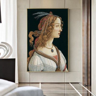 ภาพวาดที่มีชื่อเสียงโดย Sandro Botticelli Cavans ภาพวาดผู้หญิงโปสเตอร์พิมพ์ภาพผนังศิลปะสำหรับห้องนั่งเล่นตกแต่งบ้าน Cuadros