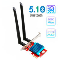 AX200H WiFi 6 PCI-E 3000Mbps Bluetooth 5.1 Wifi Adapter Intel AX200 Wi-Fi Card ไร้สาย PCI Express 802 .11ax/ac 2.4Ghz/5.0Ghz Dual Band MU-MIMO OFDMA พร้อมระบายความร้อนสำหรับ Windows 10 Linux