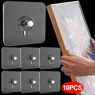 10PCS Adhesive Wall-Mounted Hooks Poster Photo Frame Clock Hangers Punch Free Screw Hook Kitchen Bathroom Organizer Holders